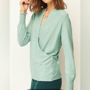 NEW - J. Jill Seamed Wrap Sweater. Lucite Heather. Large-Tall (LT)
